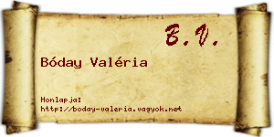 Bóday Valéria névjegykártya